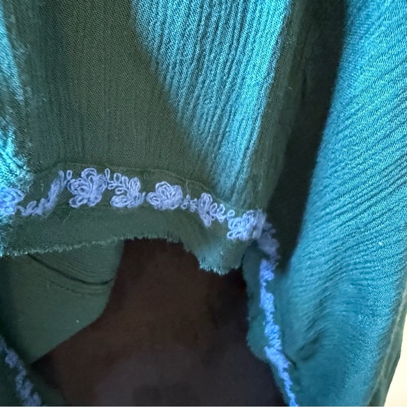 Free People | Diamond Teal and Blue Embroidered Tunic | Sz XS - Picture 6 of 11